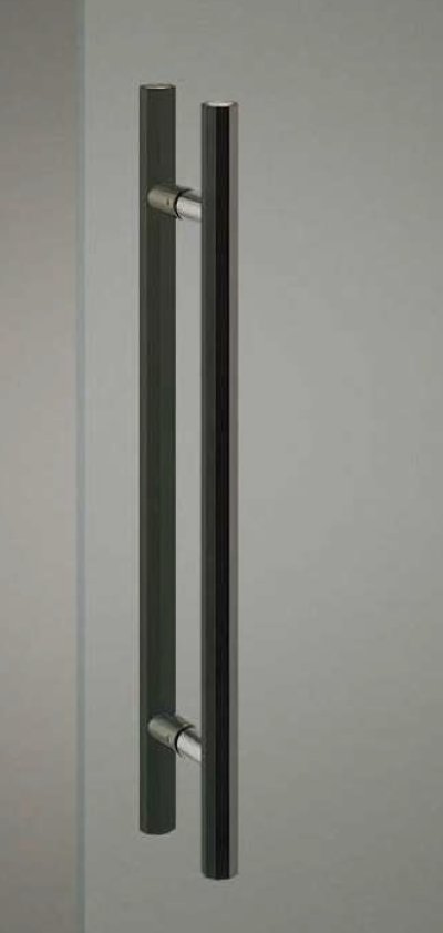 画像1: アルミ ユニフロストブラック＋ブラス クロム＋ステンレス ヘアラインハンドル（両側タイプ）/全長:600mm