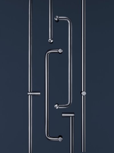 画像1: ステンレス ミラーハンドル（両側タイプ）/全長:1422mm