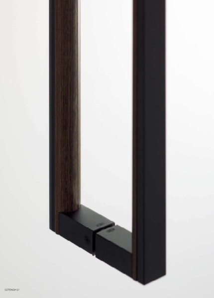 画像2: アルミ ブラストブラック +ユニウッド スコッチハンドル(両側タイプ)/全長:600mm (2)