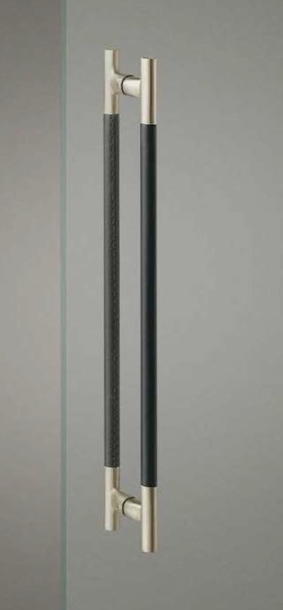 画像1: レザー ブラック ＋ユニキャスト ヘアラインステンカラーハンドル（両側タイプ）/全長:600mm
