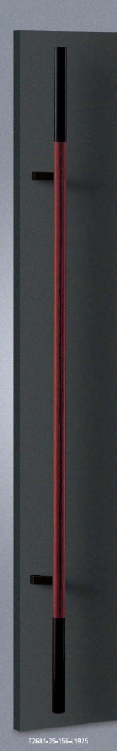 画像1: ユニウッド レッド(クリアペイント) ＋ブラックペイント＋アルミ ブラックハンドル（両側タイプ）/全長:1925mm