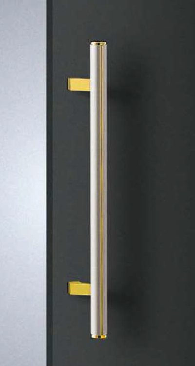 画像1: アルミ ブラストシルバー ＋ブラス ミラーハンドル（両側タイプ）/全長:600mm