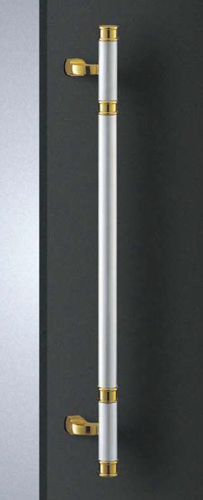 画像1: ステンレス ヘアライン ＋ブラス ミラーハンドル（両側タイプ）/全長:750mm