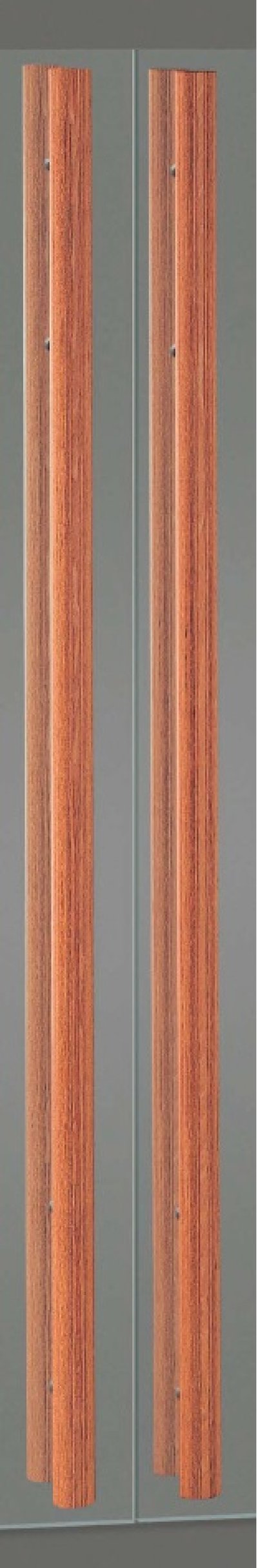 画像1: ユニウッド ブラウン ＋ステンレス ヘアラインハンドル（両側タイプ）/全長:2000mm