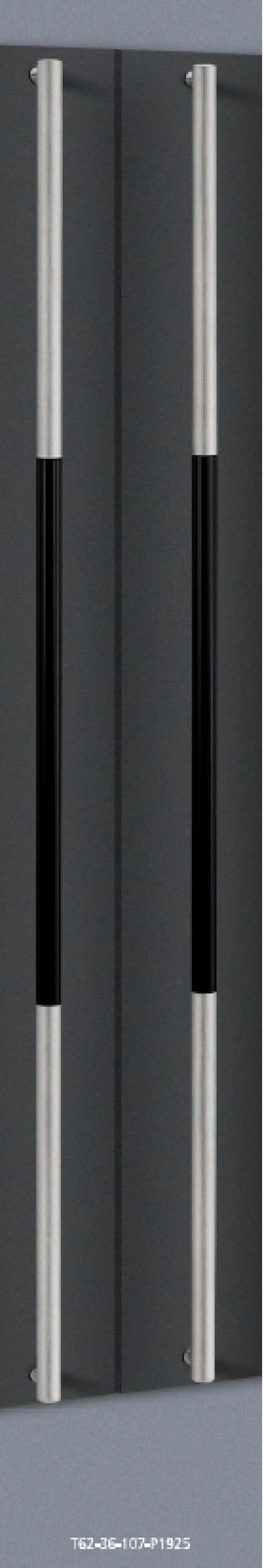 画像1: ユニウッド ブラック ＋ステンレス ヘアラインハンドル（両側タイプ）/全長:2065mm