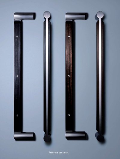 画像1: ユニウッド ブラック ＋ステンレス ヘアラインハンドル（両側タイプ）/全長:450mm