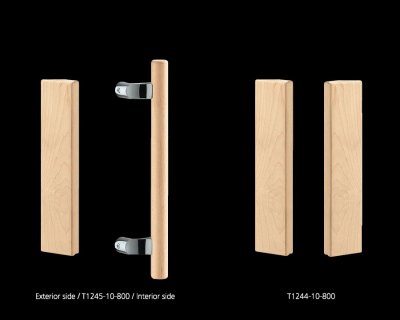 画像1: メープル＋ステンレス ミラーハンドル（両側タイプ）/全長:350mm