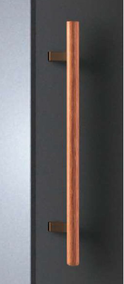 画像1: ユニウッド ブラウン ＋ステンレス 硫化イブシブラウンハンドル（両側タイプ）/全長:600mm