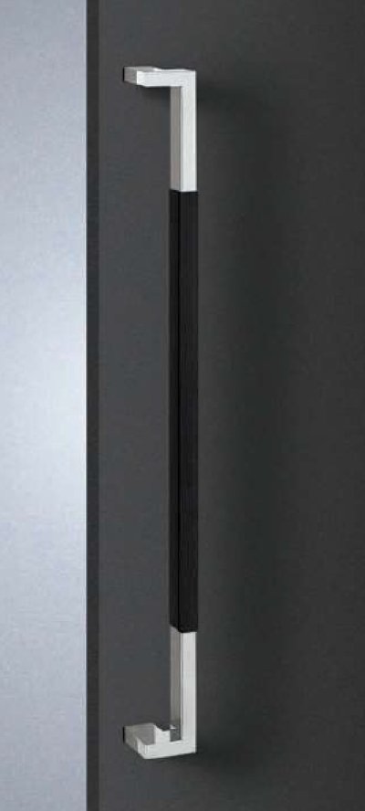 画像1: ユニウッド ブラック ＋ステンレス ミラーハンドル（両側タイプ）/全長:700mm