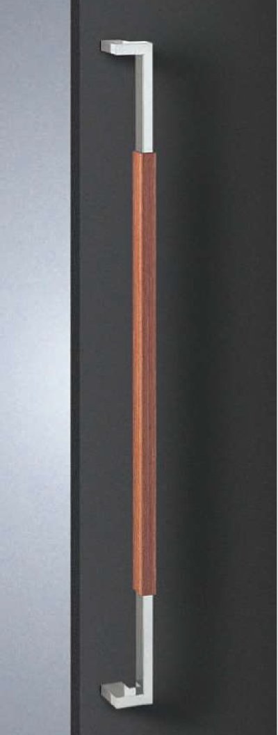 画像1: ユニウッド ブラウン ＋ステンレス ミラーハンドル（両側タイプ）/全長:900mm