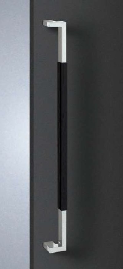 画像1: ユニウッド ブラック ＋ステンレス ミラーハンドル（両側タイプ）/全長:700mm