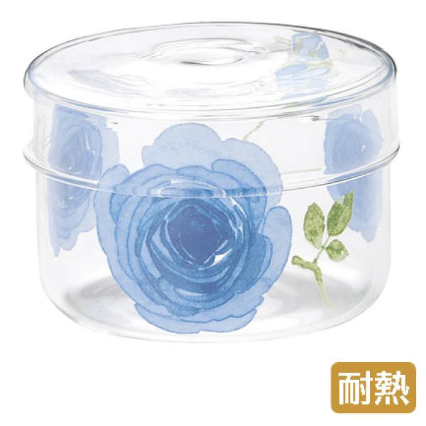 イングリッシュローズ 蓋付カップ(L)ブルー 49P120