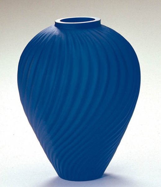 画像1: 【送料無料】ガラスの花瓶・青の壷 (1)