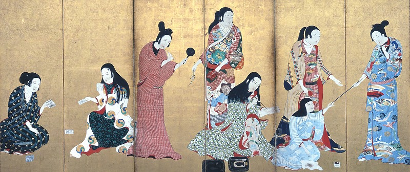 国宝・「婦女遊楽図」（松浦屏風、左隻） 大和文華館所蔵