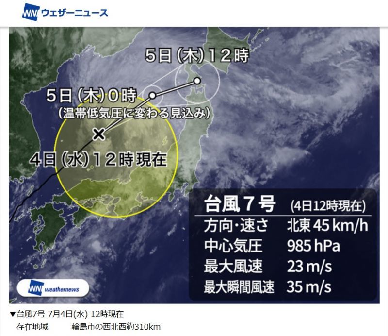 台風進路,台風７号,