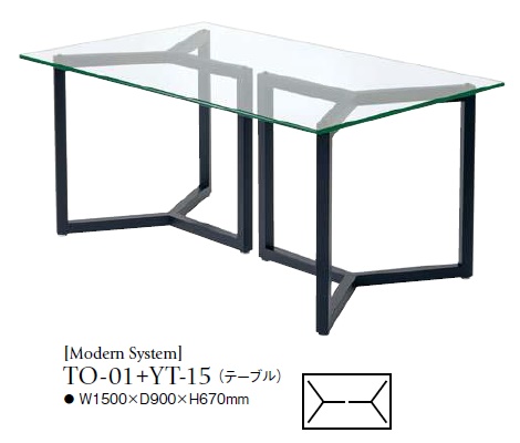 ガラステーブル,TO-01+YT-15,長方形