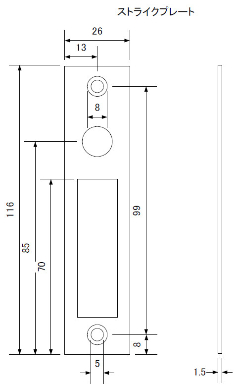 ID-303FE-片開きストライクプレート（埋込用）の寸法図