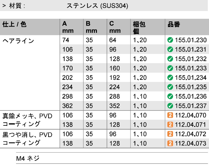 ステンレス<br />
,SUS304,ヘアライン