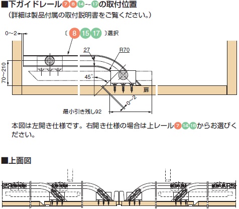 地板の加工,下ガイドレールの取付け位置