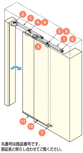 扉の納まり寸法および加工寸法例