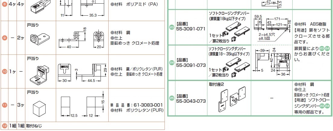 戸当り,ソフトクロージングダンパー