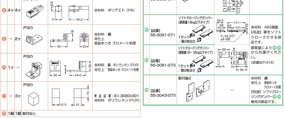 戸当り,ソフトクロージングダンパー