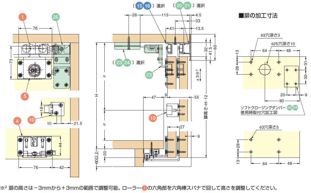 扉の加工寸法