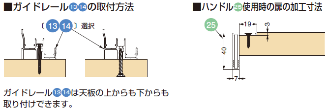 ガイドレール13 14の取付方法,戸当り11の取付方法