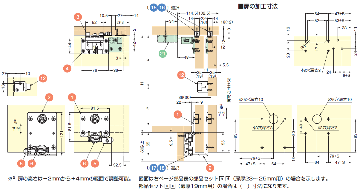 扉の加工寸法