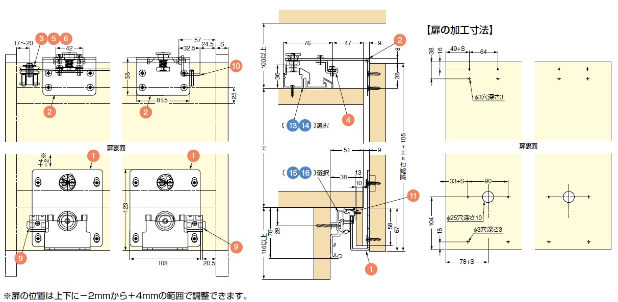 扉の加工寸法