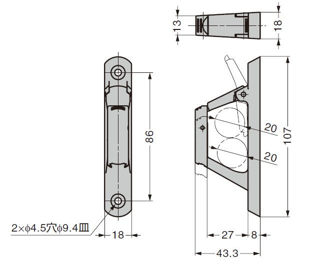 ナス環フック詳細図,ナス環フック,金具