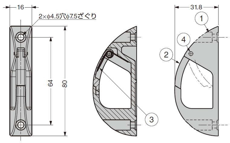 ナス環フック詳細図,ナス環フック,金具