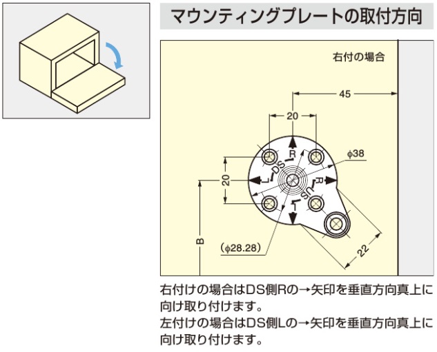 マウンティングプレートの取付方向