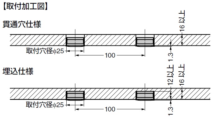 LED取付加工図,LED照明,LEDダウンライト