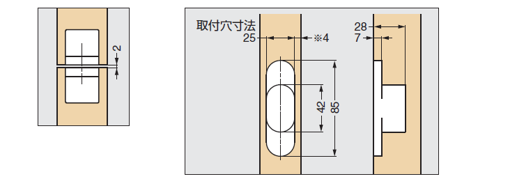 取付例,隠し丁番,丁番